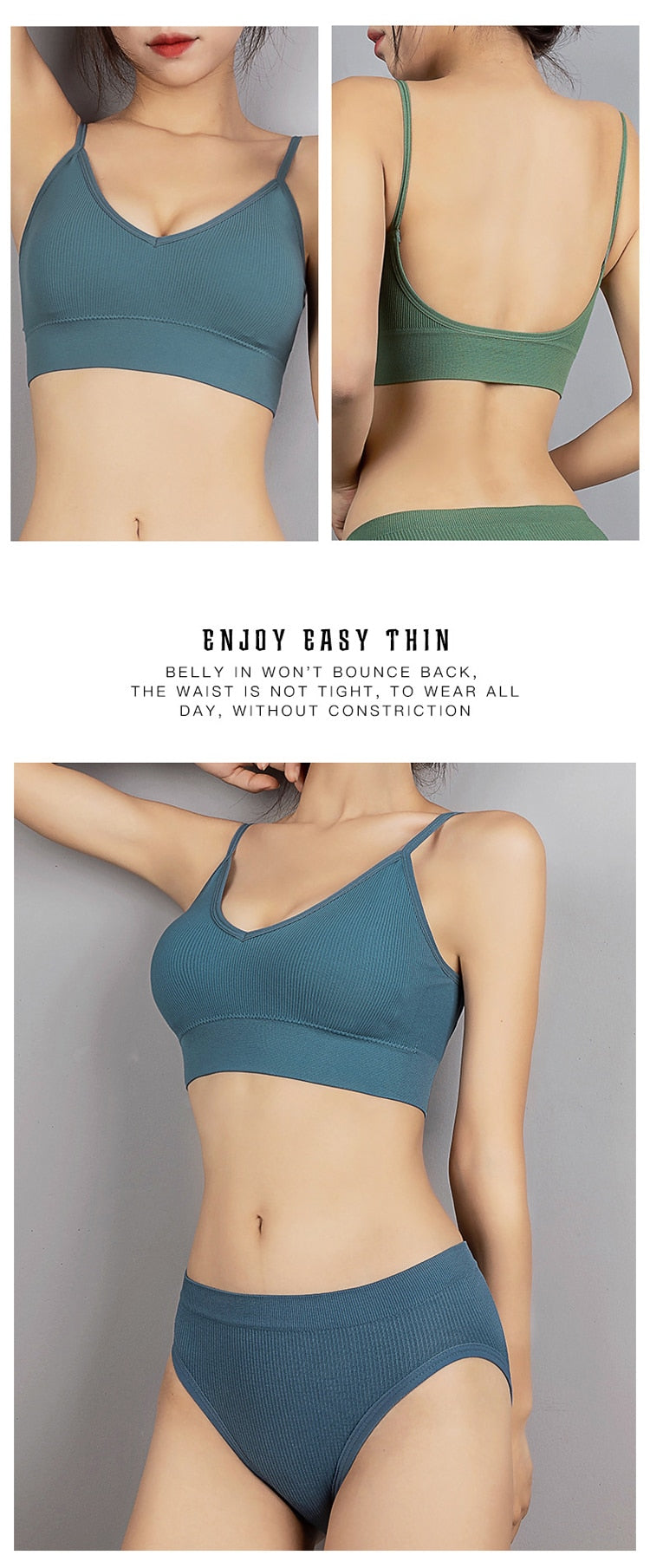 2 Piece Seamless Bra Set Low Waist Briefs Wire Free Bralette Cotton Soft Fitness Underwear Solid Color Lingerie The Clothing Company Sydney