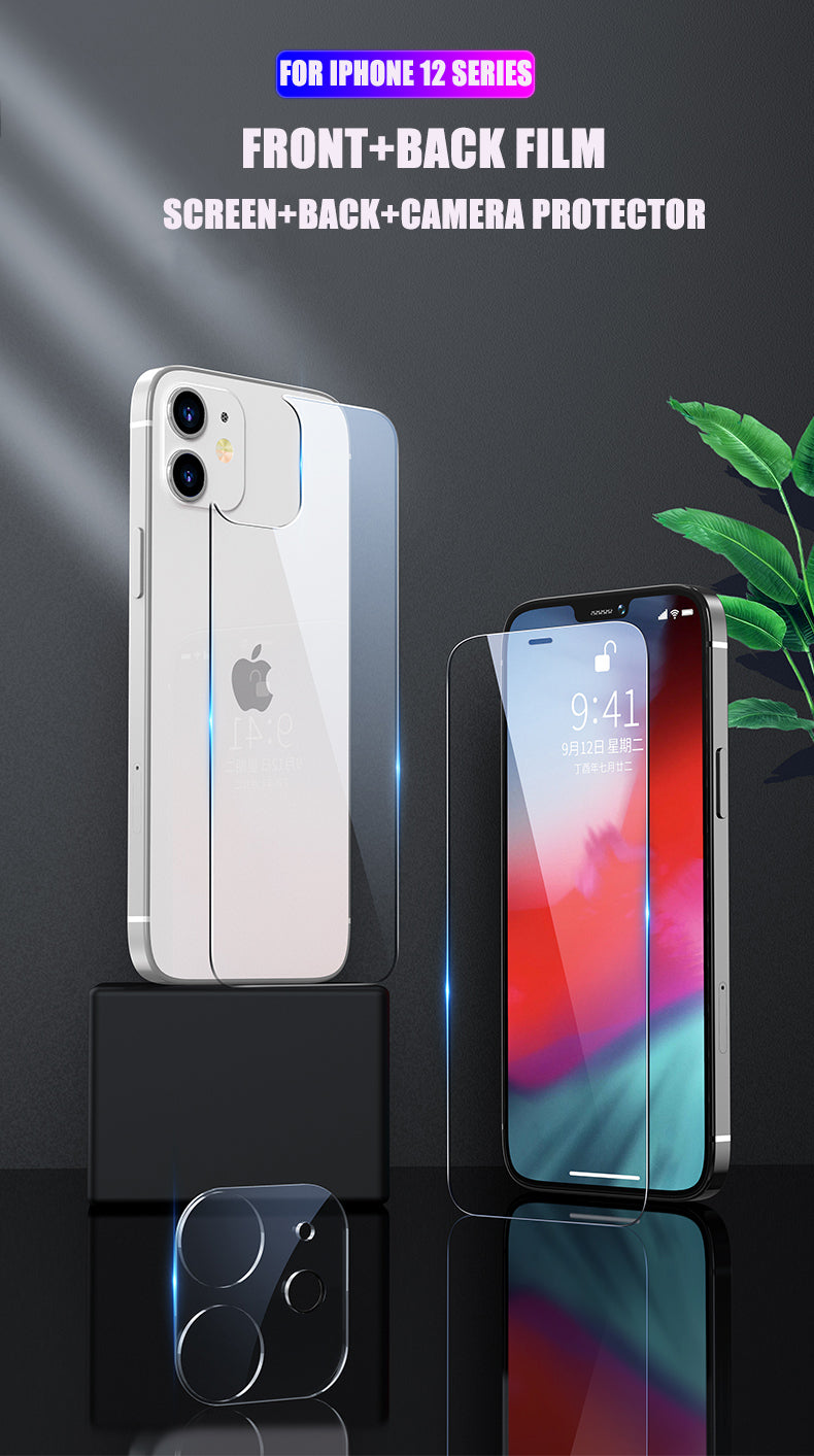 3In1 Front+Back+Lens Full Cover Protective Tempered Glass iPhone 13 12 11 Pro Max 13 Mini HD Clear Screen Protector Film The Clothing Company Sydney