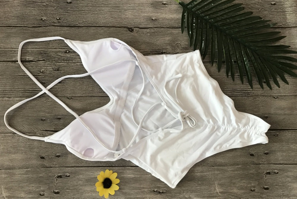 V Neck One Piece Swimsuit Backless Monokini  Bather Plus size High cut Bathing Suit Swim Bodysuit Swimwear The Clothing Company Sydney