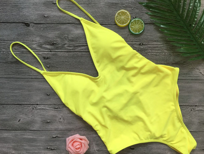 V Neck One Piece Swimsuit Backless Monokini Bather Plus size High cut Bathing Suit Swim Bodysuit Swimwear The Clothing Company Sydney
