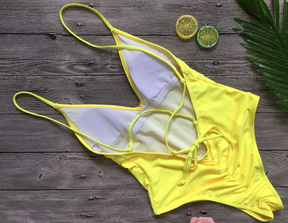 V Neck One Piece Swimsuit Backless Monokini Bather Plus size High cut Bathing Suit Swim Bodysuit Swimwear The Clothing Company Sydney