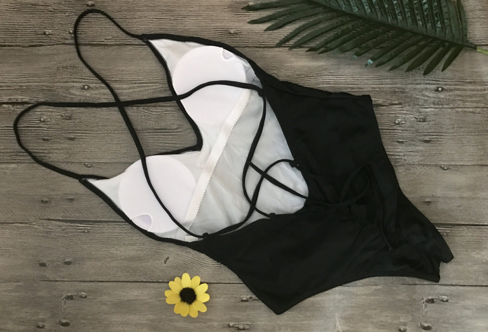 V Neck One Piece Swimsuit Backless Monokini Bather Plus size High cut Bathing Suit Swim Bodysuit Swimwear The Clothing Company Sydney