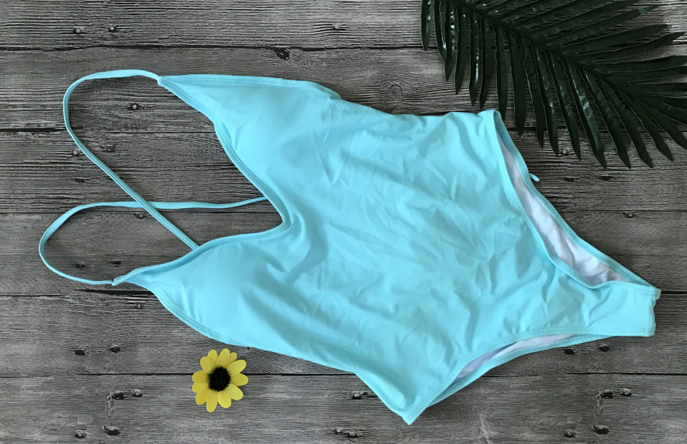 V Neck One Piece Swimsuit Backless Monokini  Bather Plus size High cut Bathing Suit Swim Bodysuit Swimwear The Clothing Company Sydney