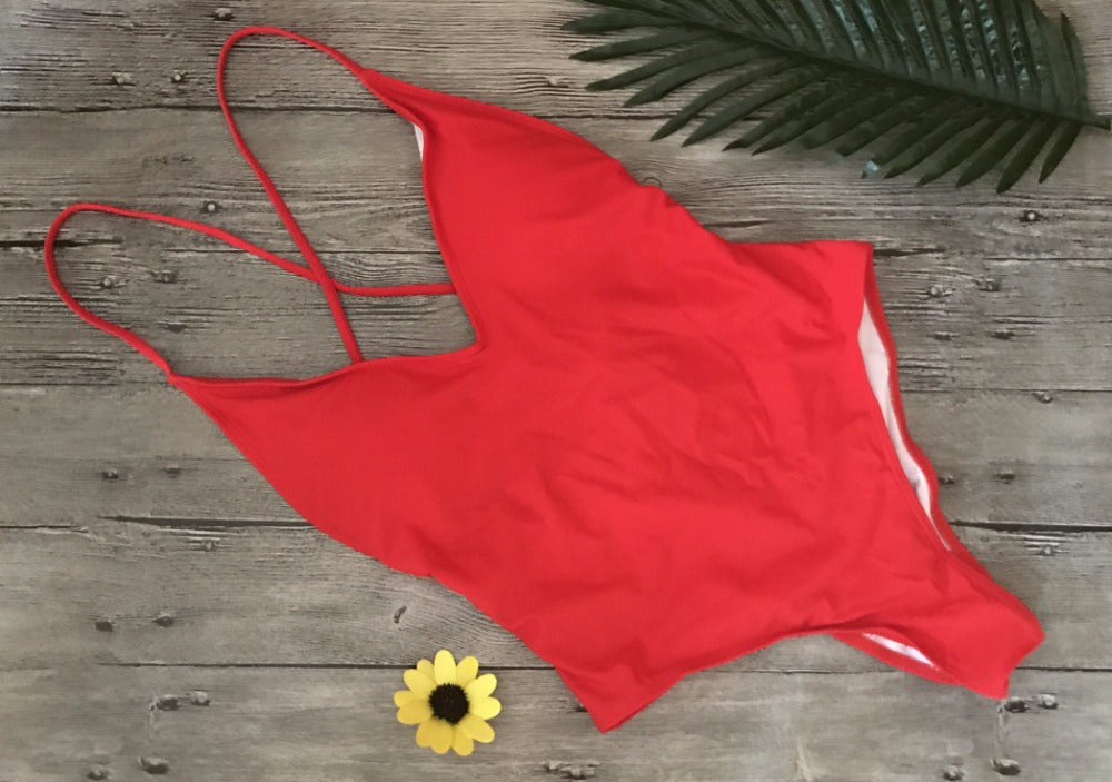 V Neck One Piece Swimsuit Backless Monokini Bather Plus size High cut Bathing Suit Swim Bodysuit Swimwear The Clothing Company Sydney
