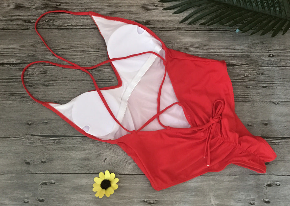 V Neck One Piece Swimsuit Backless Monokini  Bather Plus size High cut Bathing Suit Swim Bodysuit Swimwear The Clothing Company Sydney