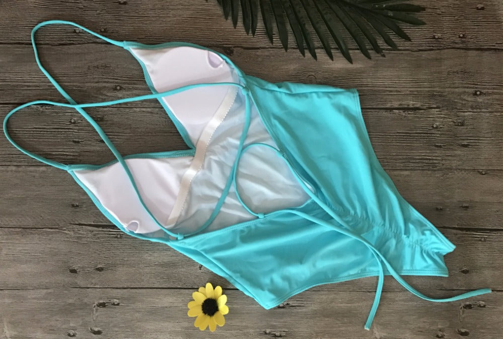 V Neck One Piece Swimsuit Backless Monokini Bather Plus size High cut Bathing Suit Swim Bodysuit Swimwear The Clothing Company Sydney
