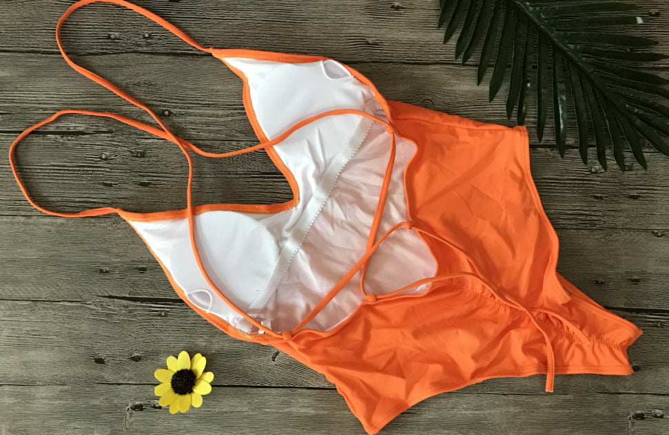 V Neck One Piece Swimsuit Backless Monokini  Bather Plus size High cut Bathing Suit Swim Bodysuit Swimwear The Clothing Company Sydney