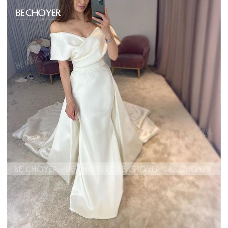 2 In 1 Detachable Train Sweetheart Satin Mermaid Princess Bridal Gown Wedding Dress The Clothing Company Sydney