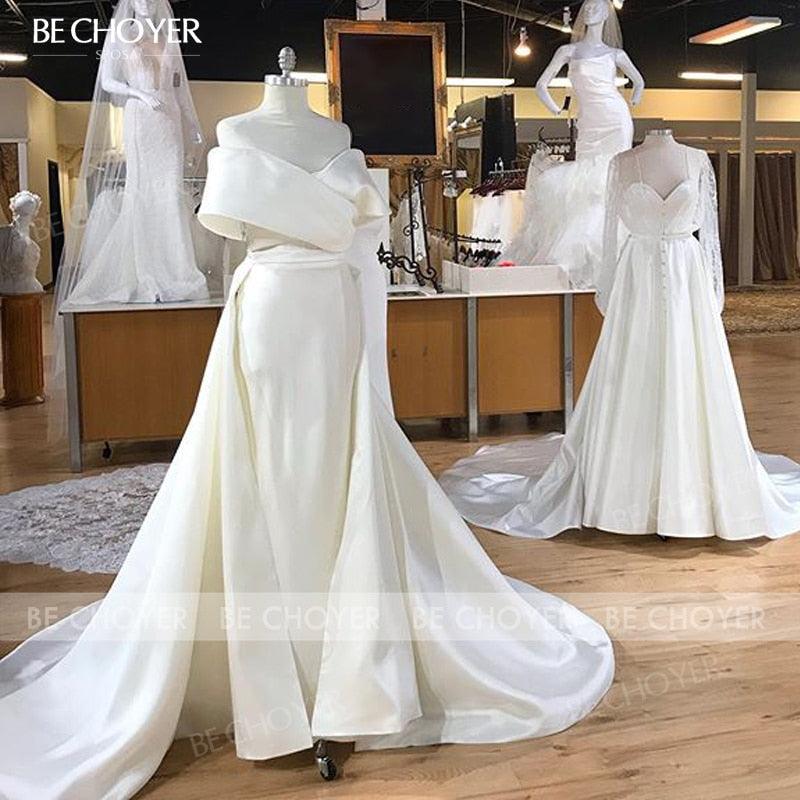 2 In 1 Detachable Train Sweetheart Satin Mermaid Princess Bridal Gown Wedding Dress The Clothing Company Sydney