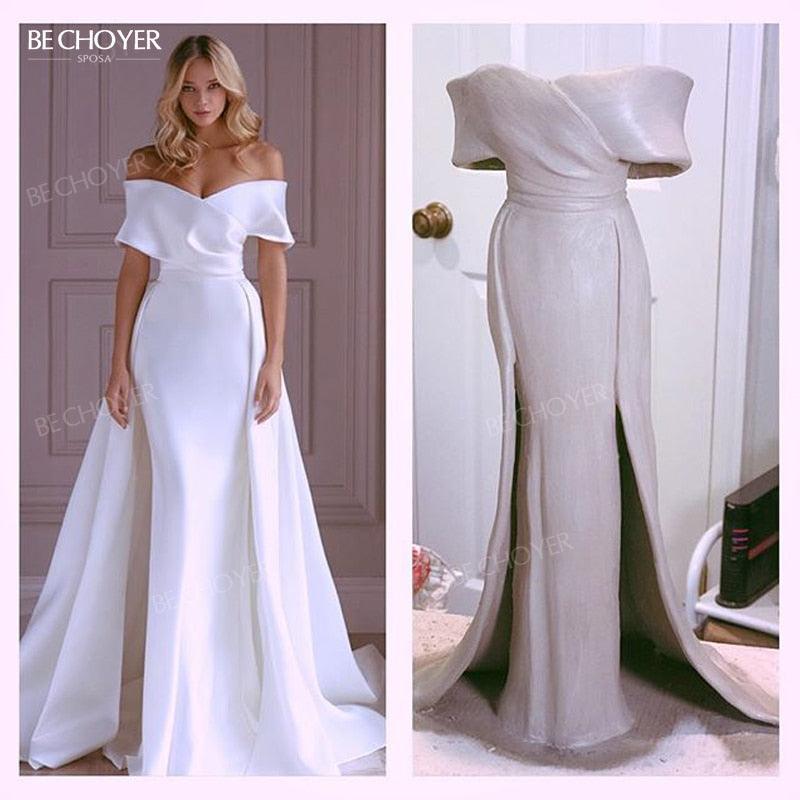 2 In 1 Detachable Train Sweetheart Satin Mermaid Princess Bridal Gown Wedding Dress The Clothing Company Sydney