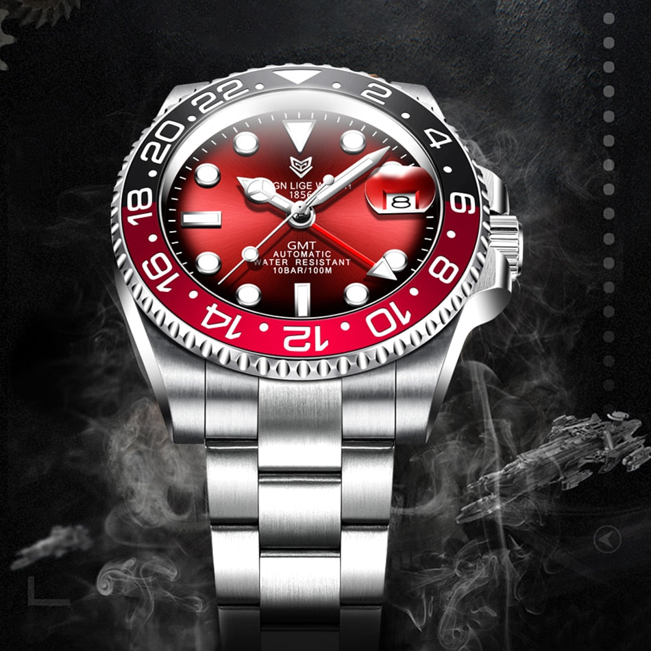 Designer Men's GMT Automatic Mechanical Ceramic Bezel 316L Stainless Steel 100ATM Clock Sapphire Glass Watch The Clothing Company Sydney