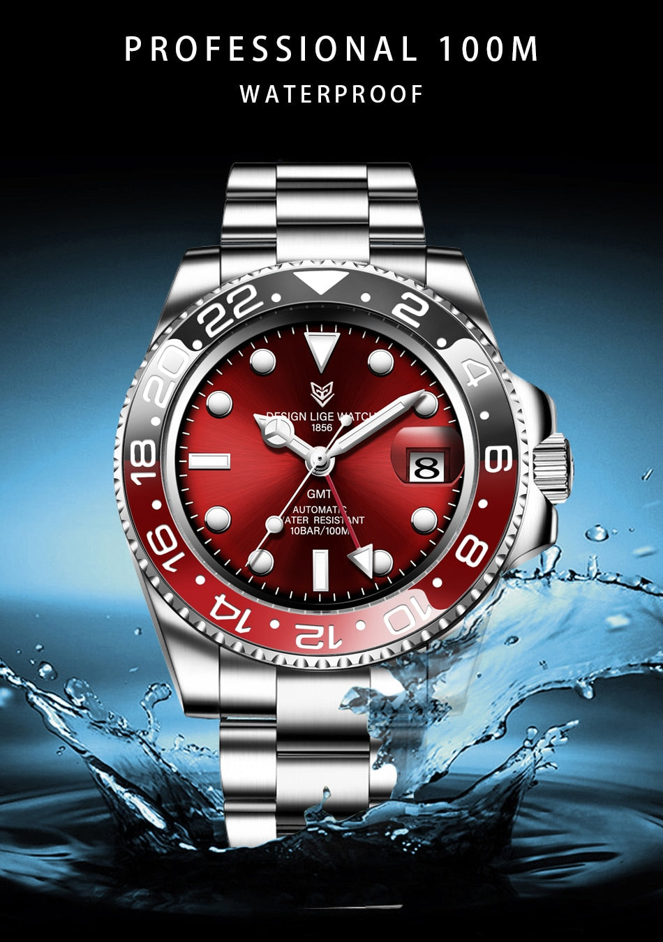 Designer Men's GMT Automatic Mechanical Ceramic Bezel 316L Stainless Steel 100ATM Clock Sapphire Glass Watch The Clothing Company Sydney