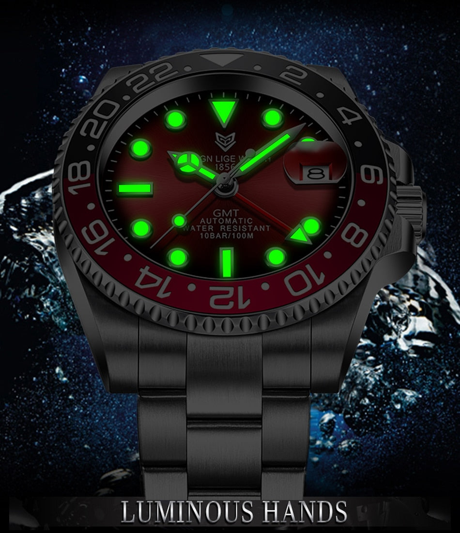 Designer Men's GMT Automatic Mechanical Ceramic Bezel 316L Stainless Steel 100ATM Clock Sapphire Glass Watch The Clothing Company Sydney