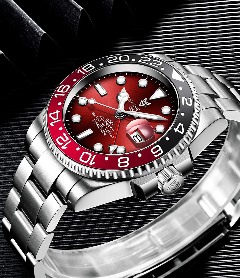 Designer Men's GMT Automatic Mechanical Ceramic Bezel 316L Stainless Steel 100ATM Clock Sapphire Glass Watch The Clothing Company Sydney