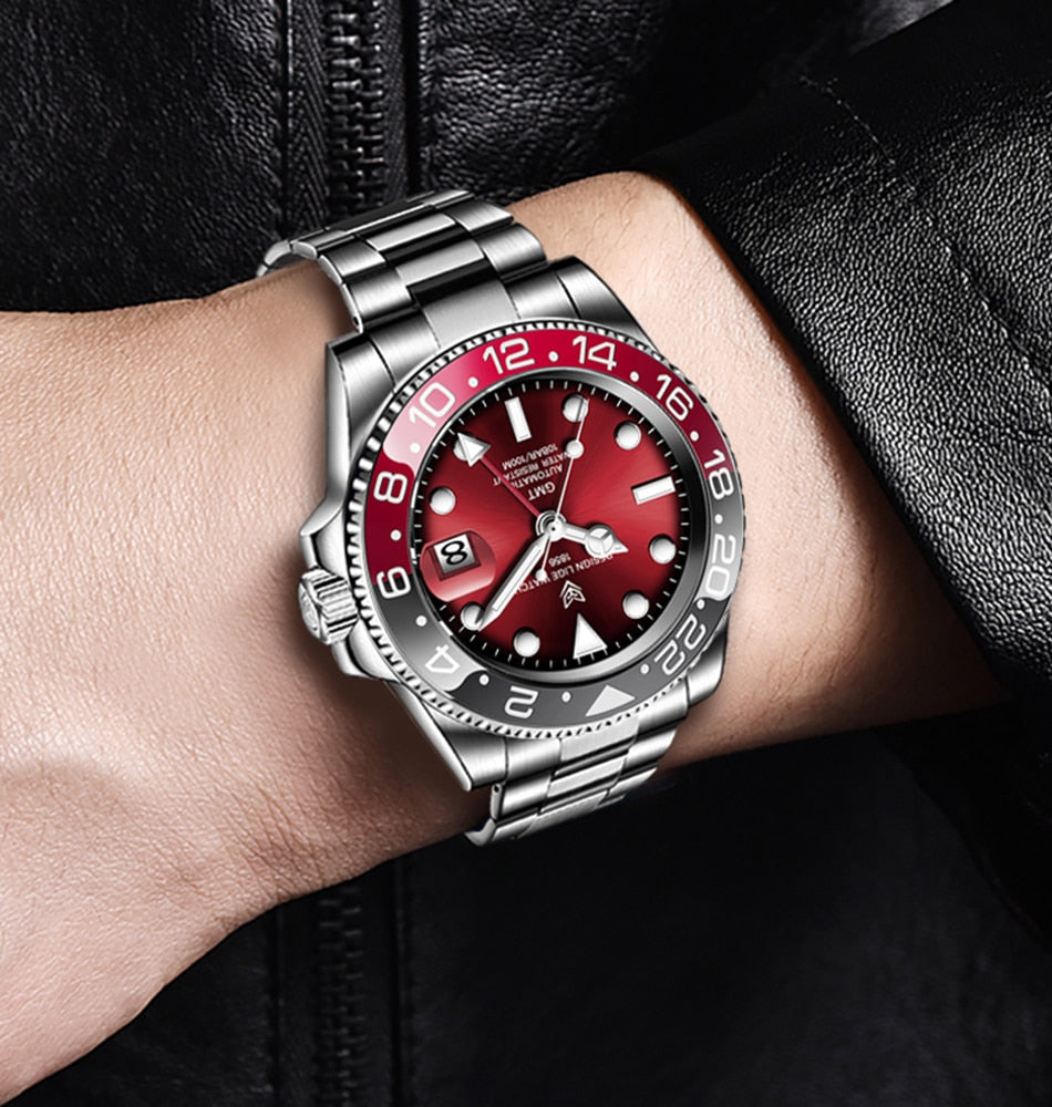 Designer Men's GMT Automatic Mechanical Ceramic Bezel 316L Stainless Steel 100ATM Clock Sapphire Glass Watch The Clothing Company Sydney