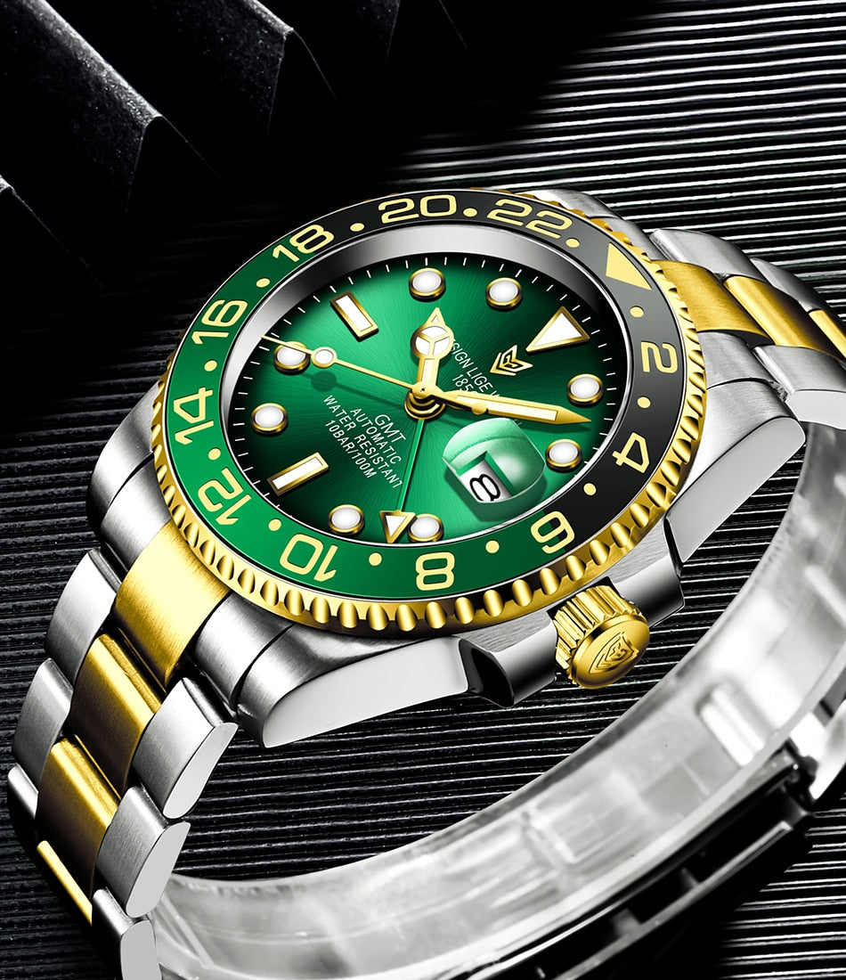 Designer Men's GMT Automatic Mechanical Ceramic Bezel 316L Stainless Steel 100ATM Clock Sapphire Glass Watch The Clothing Company Sydney