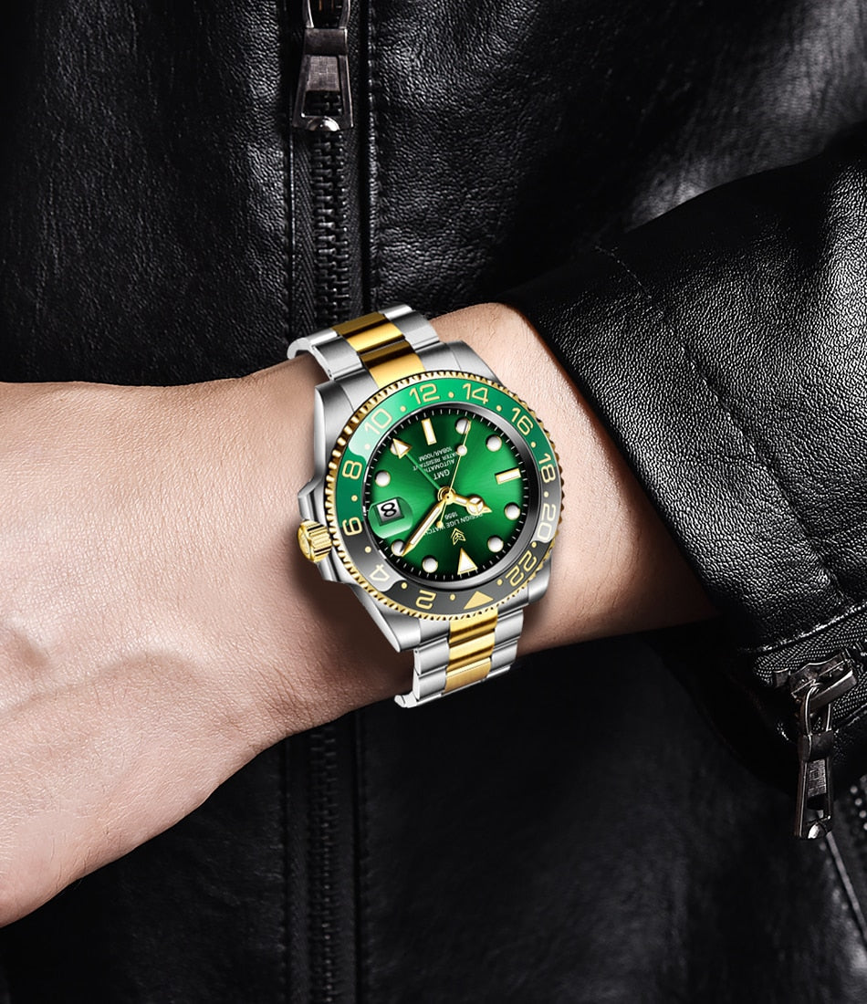 Designer Men's GMT Automatic Mechanical Ceramic Bezel 316L Stainless Steel 100ATM Clock Sapphire Glass Watch The Clothing Company Sydney