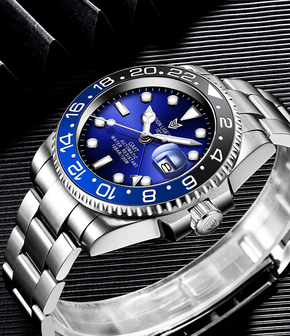 Designer Men's GMT Automatic Mechanical Ceramic Bezel 316L Stainless Steel 100ATM Clock Sapphire Glass Watch The Clothing Company Sydney
