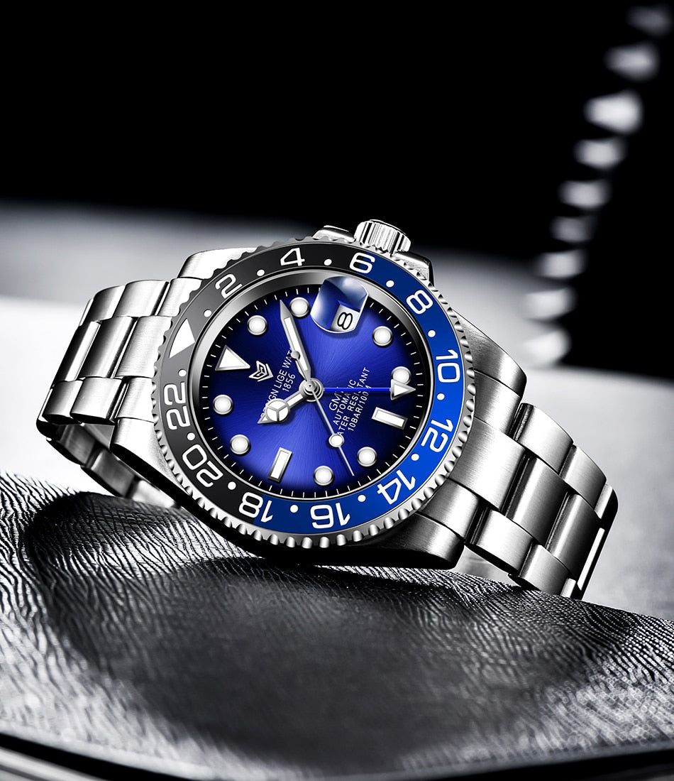 Designer Men's GMT Automatic Mechanical Ceramic Bezel 316L Stainless Steel 100ATM Clock Sapphire Glass Watch The Clothing Company Sydney