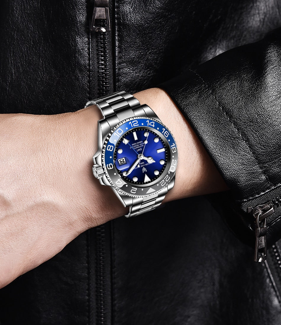 Designer Men's GMT Automatic Mechanical Ceramic Bezel 316L Stainless Steel 100ATM Clock Sapphire Glass Watch The Clothing Company Sydney