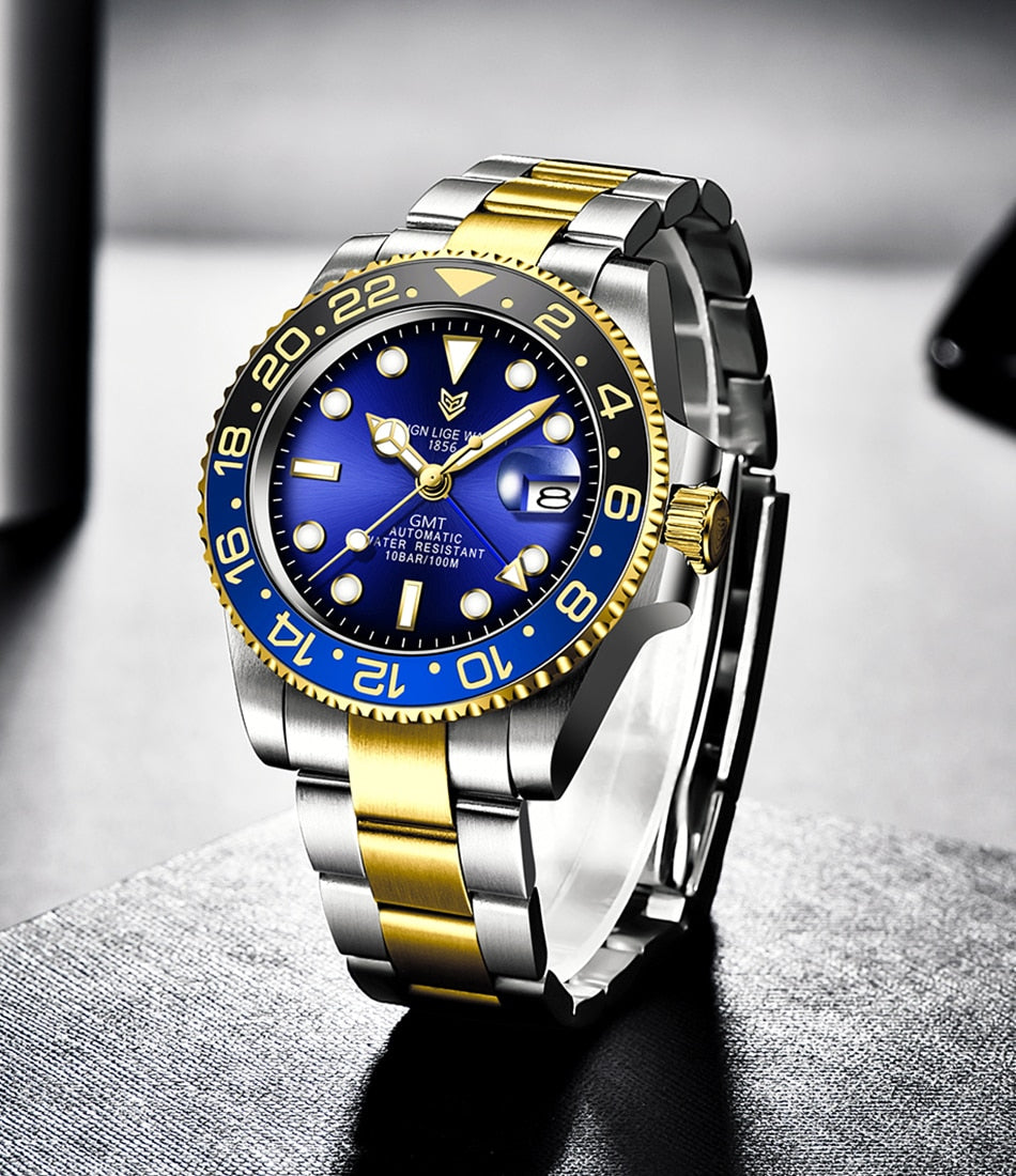 Designer Men's GMT Automatic Mechanical Ceramic Bezel 316L Stainless Steel 100ATM Clock Sapphire Glass Watch The Clothing Company Sydney