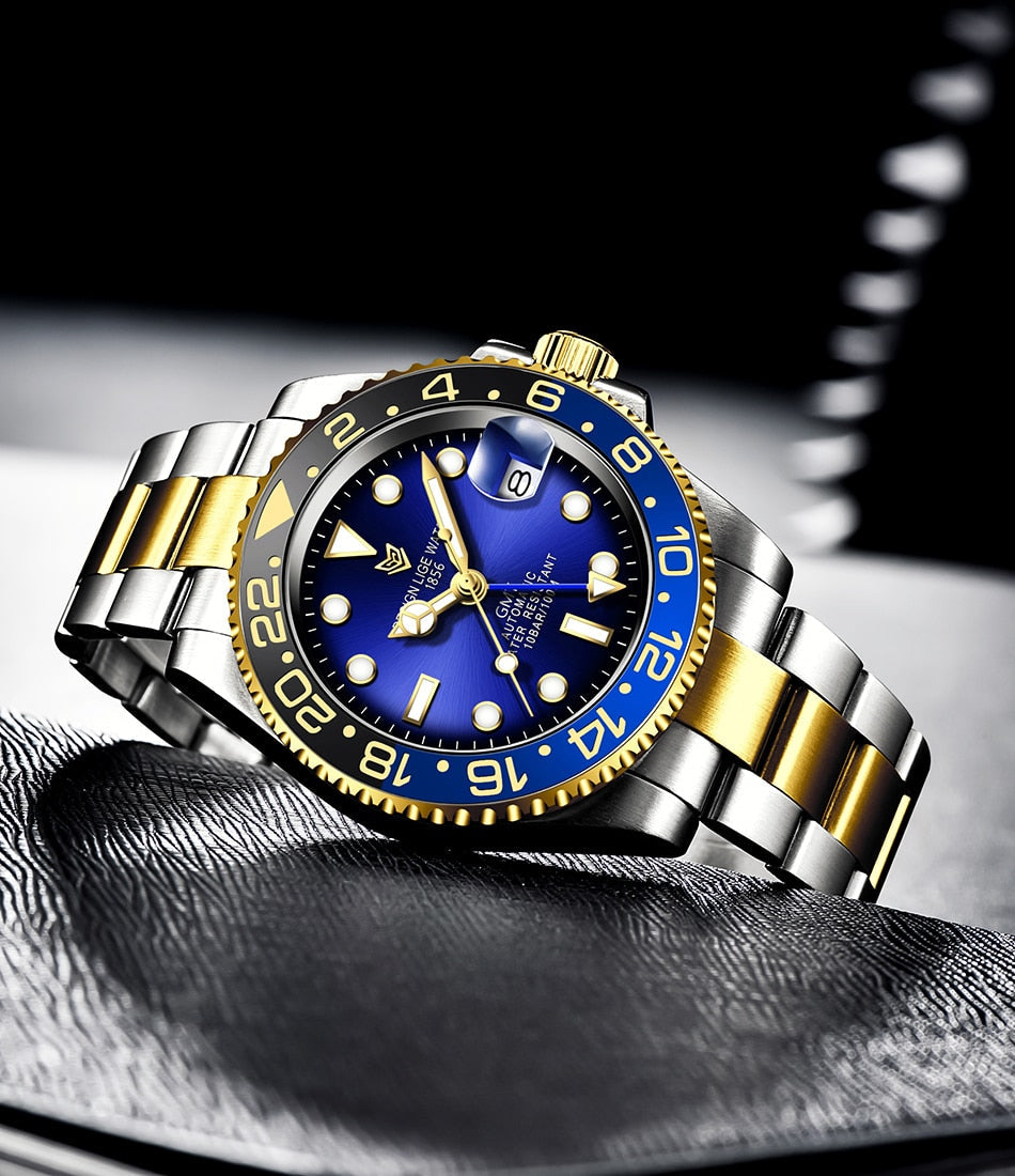 Designer Men's GMT Automatic Mechanical Ceramic Bezel 316L Stainless Steel 100ATM Clock Sapphire Glass Watch The Clothing Company Sydney