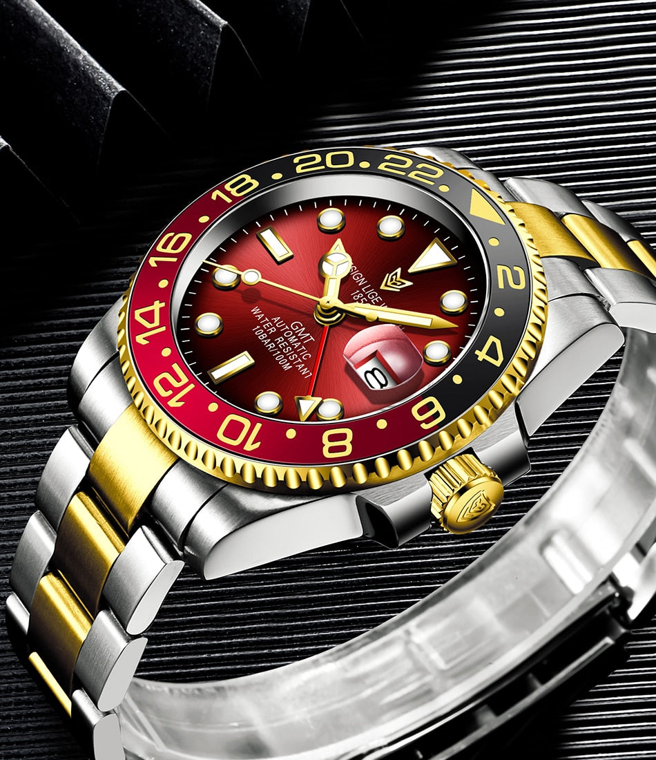 Designer Men's GMT Automatic Mechanical Ceramic Bezel 316L Stainless Steel 100ATM Clock Sapphire Glass Watch The Clothing Company Sydney