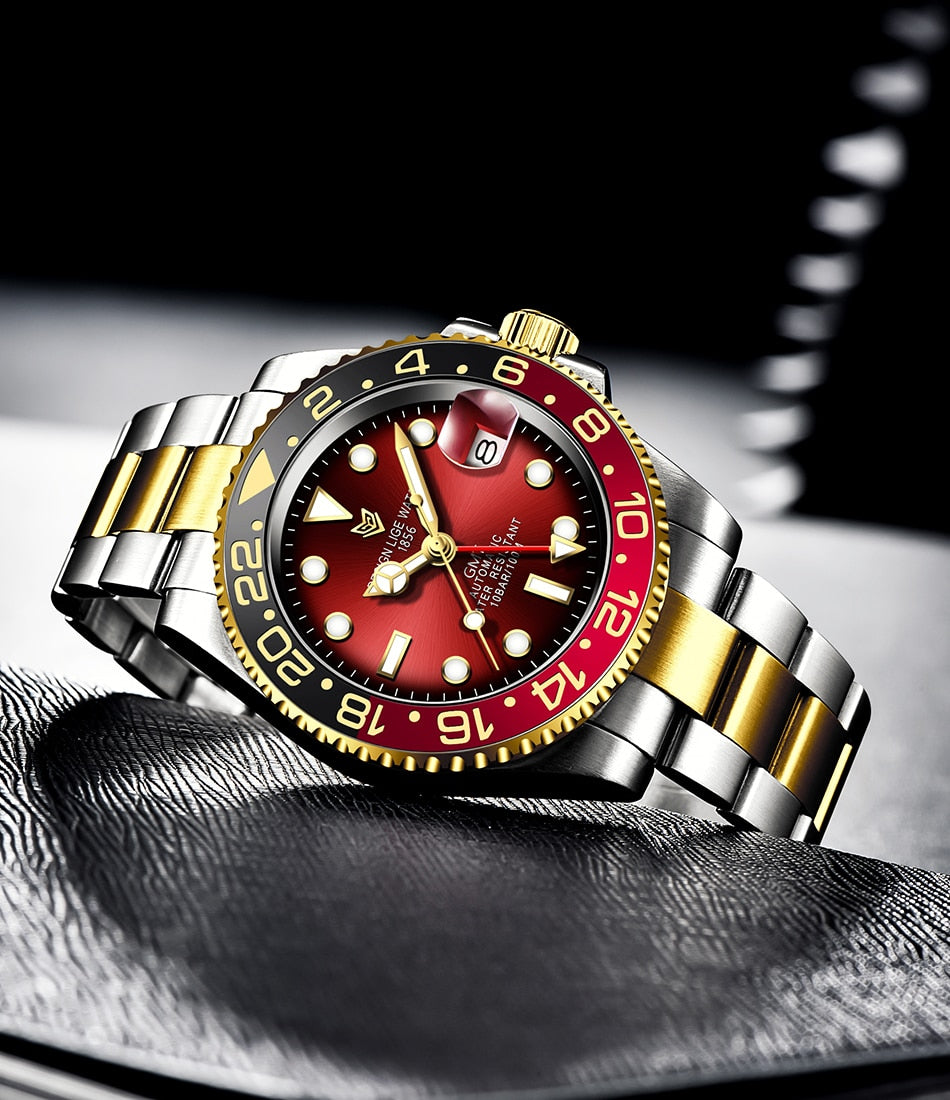 Designer Men's GMT Automatic Mechanical Ceramic Bezel 316L Stainless Steel 100ATM Clock Sapphire Glass Watch The Clothing Company Sydney