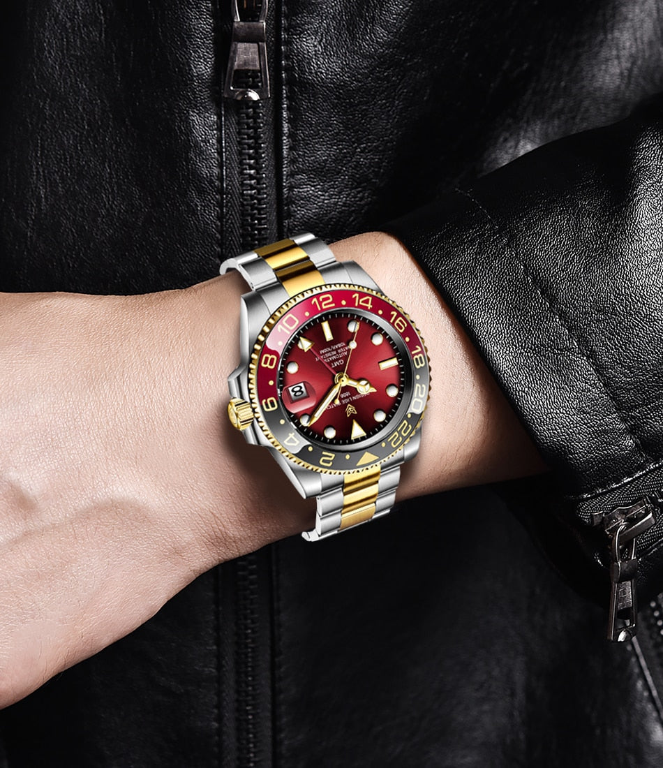 Designer Men's GMT Automatic Mechanical Ceramic Bezel 316L Stainless Steel 100ATM Clock Sapphire Glass Watch The Clothing Company Sydney