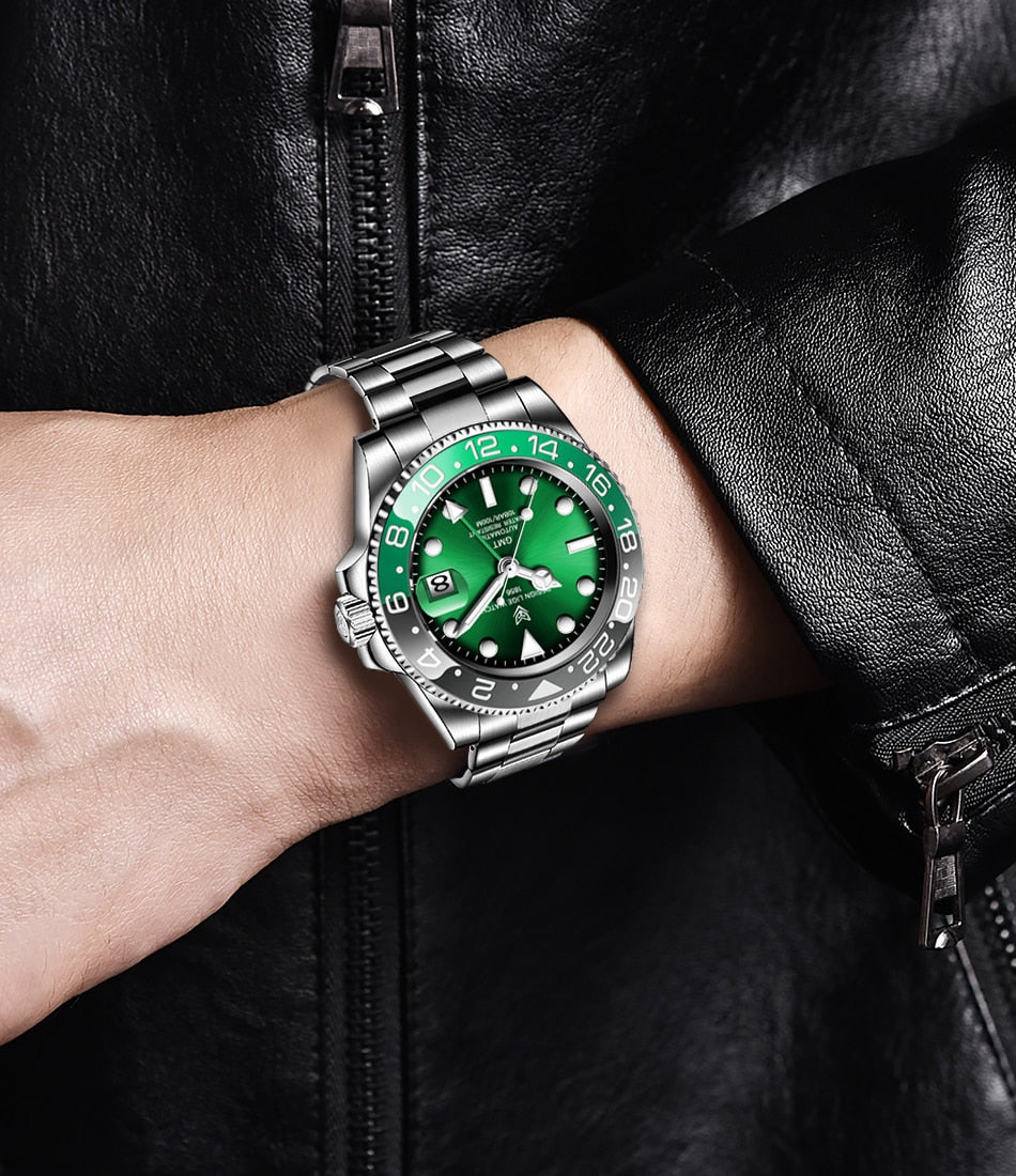 Designer Men's GMT Automatic Mechanical Ceramic Bezel 316L Stainless Steel 100ATM Clock Sapphire Glass Watch The Clothing Company Sydney