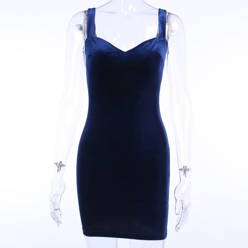 Blue V-Neck Spaghetti Strap Mini Party Sleeveless Skinny Backless Summer Slim Dress The Clothing Company Sydney