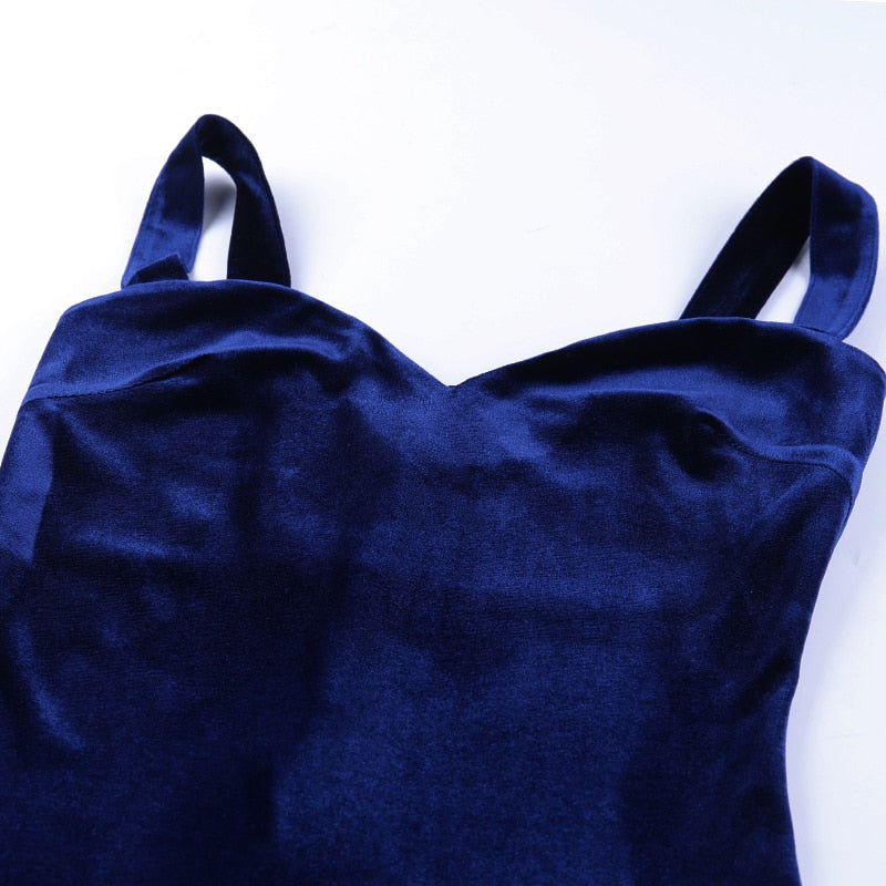 Blue V-Neck Spaghetti Strap Mini Party Sleeveless Skinny Backless Summer Slim Dress The Clothing Company Sydney