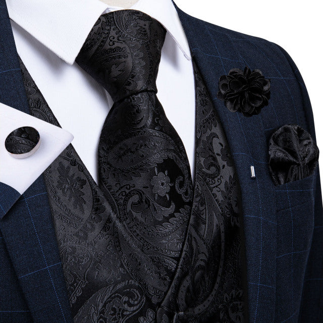 Mens Suit Vest Waistcoat Formal Wedding Groom Sleeveless Vest Hanky Necktie Set The Clothing Company Sydney