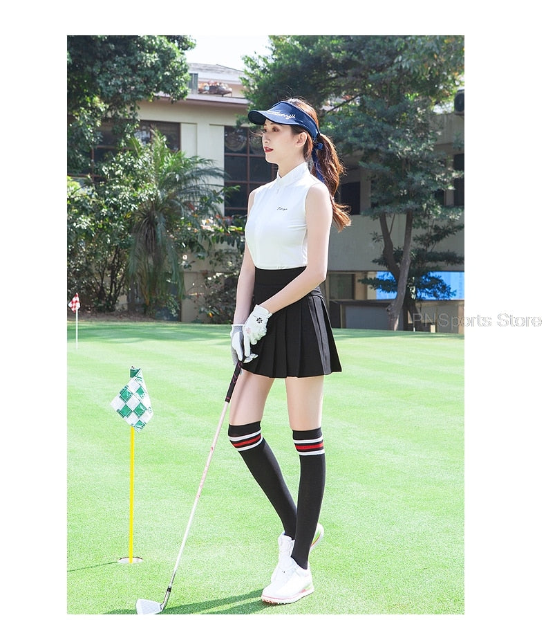Golf Clothes Ladies Skirt Set Women Sleeveless Slim Top Shirts Pleated Skirts Tennis Badminton Dry Fit Skirt The Clothing Company Sydney