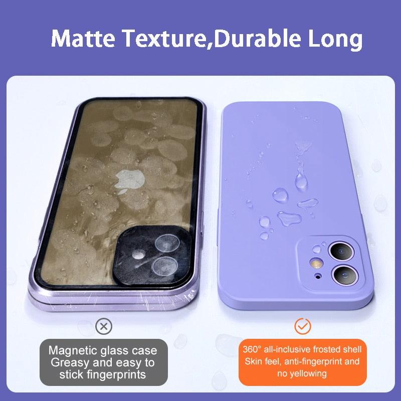 2 Piece 360 Front Tempered Glass+Matte Back PC Case For iPhone 13 12 11 Pro Max X XR XS 7 8Plus SE 2020 Full Protection Shockproof Cover The Clothing Company Sydney
