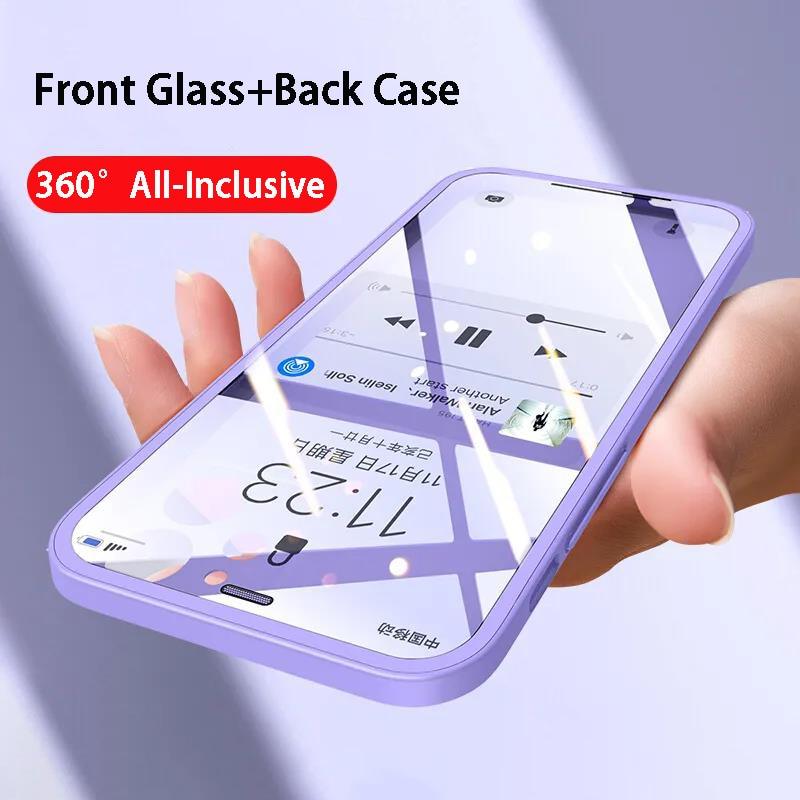 2 Piece 360 Front Tempered Glass+Matte Back PC Case For iPhone 13 12 11 Pro Max X XR XS 7 8Plus SE 2020 Full Protection Shockproof Cover The Clothing Company Sydney