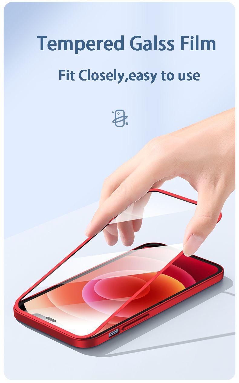 2 Piece 360 Front Tempered Glass+Matte Back PC Case For iPhone 13 12 11 Pro Max X XR XS 7 8Plus SE 2020 Full Protection Shockproof Cover The Clothing Company Sydney