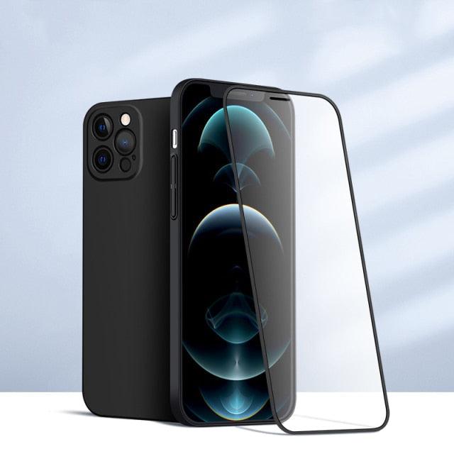2 Piece 360 Front Tempered Glass+Matte Back PC Case For iPhone 13 12 11 Pro Max X XR XS 7 8Plus SE 2020 Full Protection Shockproof Cover The Clothing Company Sydney