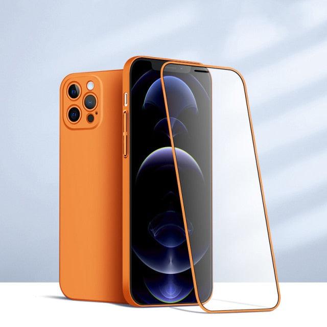 2 Piece 360 Front Tempered Glass+Matte Back PC Case For iPhone 13 12 11 Pro Max X XR XS 7 8Plus SE 2020 Full Protection Shockproof Cover The Clothing Company Sydney