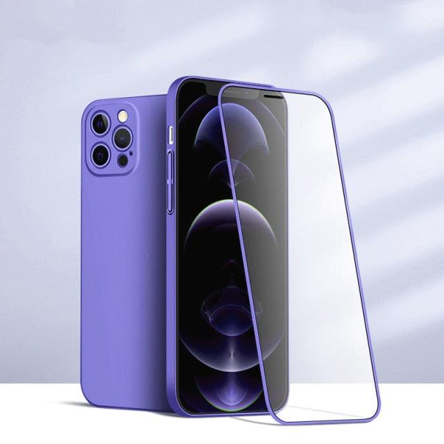 2 Piece 360 Front Tempered Glass+Matte Back PC Case For iPhone 13 12 11 Pro Max X XR XS 7 8Plus SE 2020 Full Protection Shockproof Cover The Clothing Company Sydney