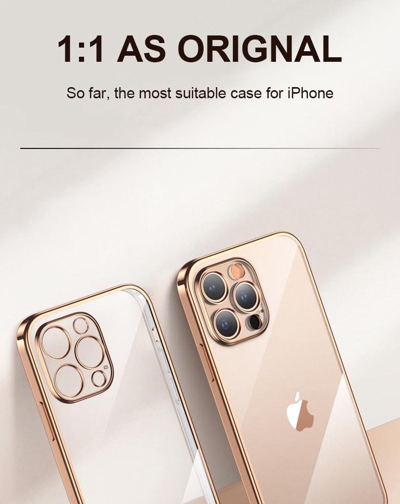 Luxury Transparent Plating Case for iPhone 13 12 11 Pro Max Mini X XS XR SE 2020 8 7 Plus Silicone Shockproof Clear Phone Cover The Clothing Company Sydney