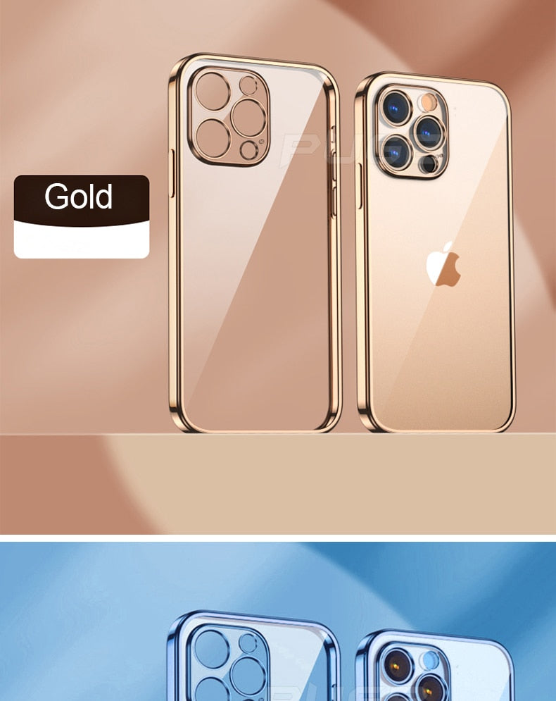 Luxury Transparent Plating Case for iPhone 13 12 11 Pro Max Mini X XS XR SE 2020 8 7 Plus Silicone Shockproof Clear Phone Cover The Clothing Company Sydney