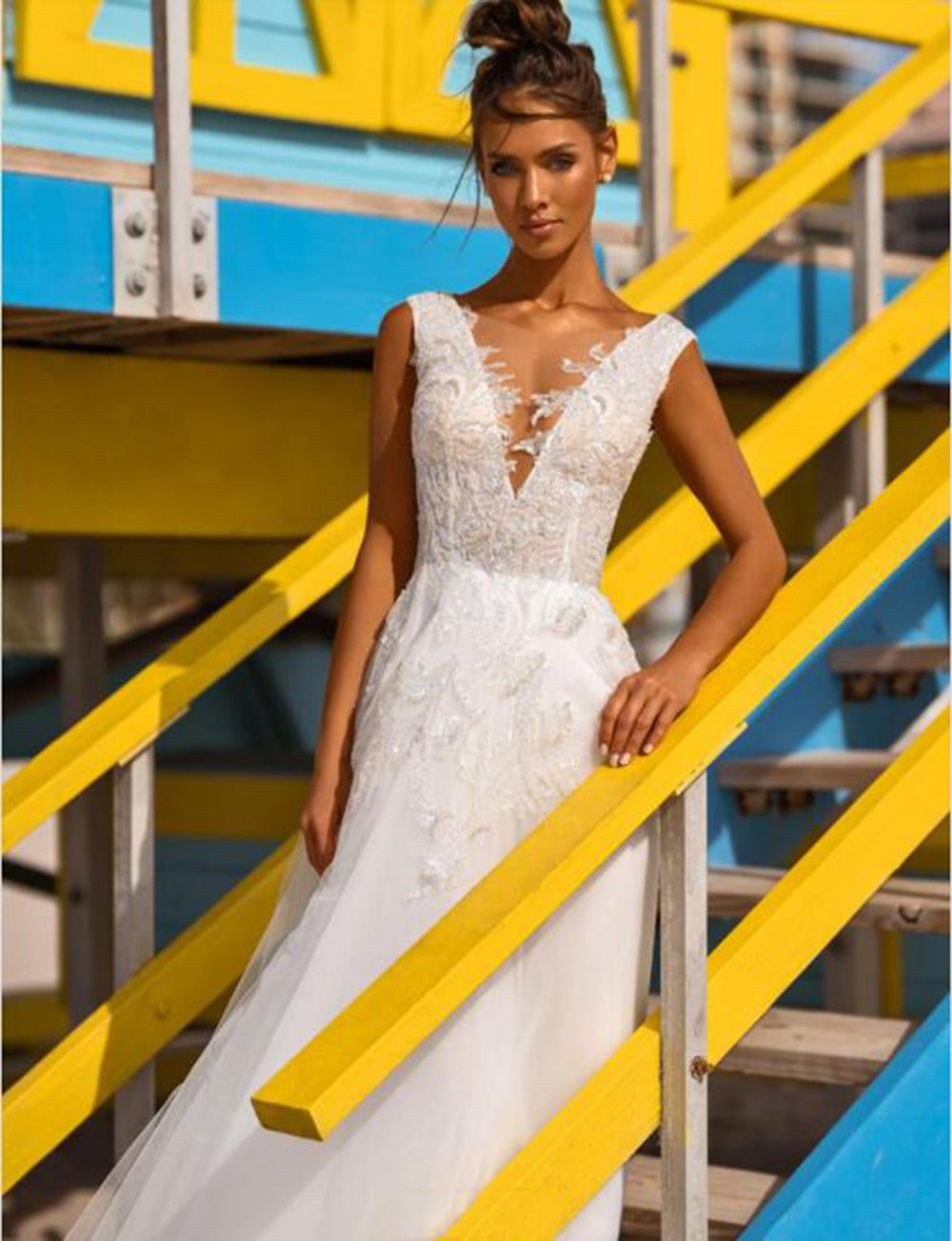 Beach Wedding Dress Simple V Neck Simple Lace Appliques Boho Bridal Dress Plus Size Backless Bridal Gowns The Clothing Company Sydney