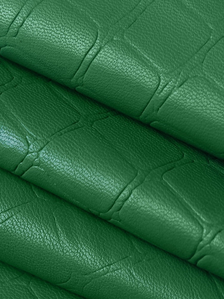 Faux Leather Crocodile Pattern A-Line Skirt Elegant Green High Waist Split Mini Skirt The Clothing Company Sydney