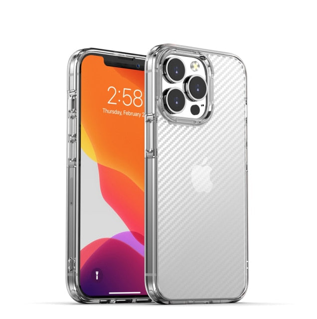 Carbon Fiber Transparent Shockproof Case For iPhone 13 12 Pro Max Clear Soft TPU Bumper Hard PC Back Cover For iPhone 13 12 Mini The Clothing Company Sydney