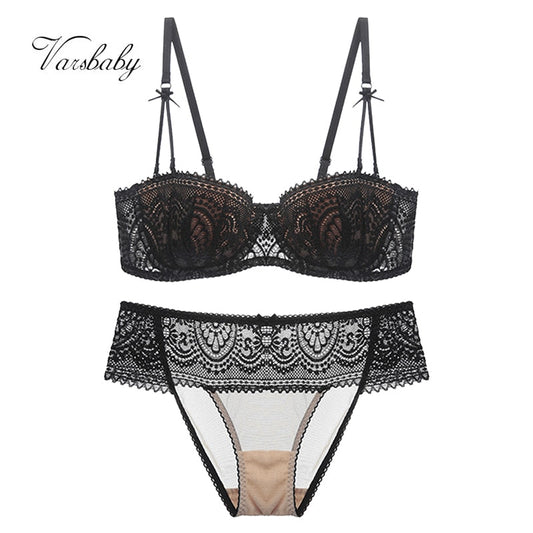 2 Piece Half Cup Ultra-Thin Lace Bra+Panty Underwear Set The Clothing Company Sydney