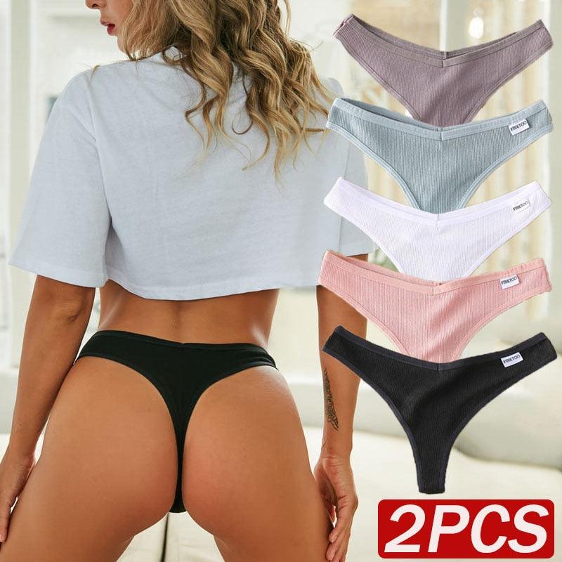 2 Pack Cotton Mix G-string Thong Sexy Underwear V Waist Panties Underpants Intimates Lingerie Briefs The Clothing Company Sydney