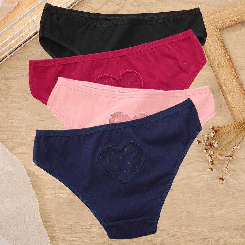 2 Pack Cotton Mix Panties Heart Hollow Out Briefs Sexy Low-Waist Underpants Comfortable Seamless Underwear The Clothing Company Sydney