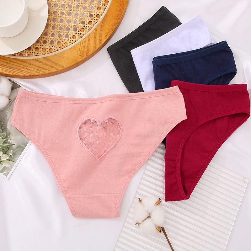 2 Pack Cotton Mix Panties Heart Hollow Out Briefs Sexy Low-Waist Underpants Comfortable Seamless Underwear The Clothing Company Sydney