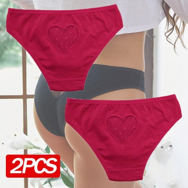 2 Pack Cotton Mix Panties Heart Hollow Out Briefs Sexy Low-Waist Underpants Comfortable Seamless Underwear The Clothing Company Sydney